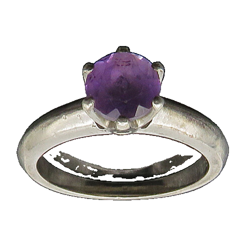925 Sterling Silver  Vintage Prong Set Amethyst Solitaire Ring Sz 6  RG21603