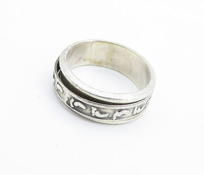 MEXICO 925 Silver  Vintage Footprints Patterned Spinner Ring Sz 10.5  RG7402