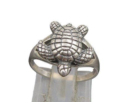 925 Sterling Silver  Vintage Baby Sea Turtle Split Frame Ring Sz 6  RG25125