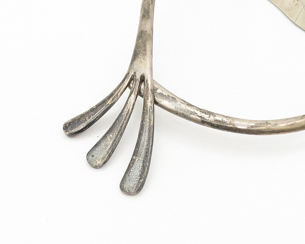 MEXICO 925 Sterling Silver  Vintage Heavy Modernist Collar Necklace  NE2916