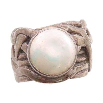 925 Sterling Silver Vintage Ring SILPADA Mother Of Pearls Brutalist Sz 8 RG33392