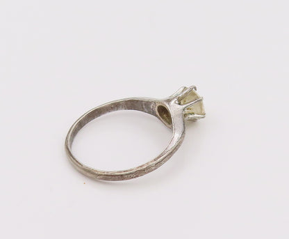 925 Silver  Vintage Antique Minimalist Cubic Zirconia Ring Sz 6.5  RG26519