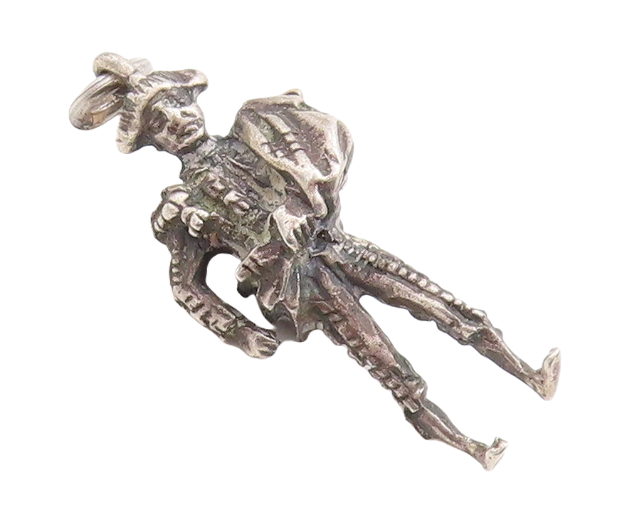 925 Sterling Silver Vintage Pendant Dark Tone Carved Man Charm  PT23726