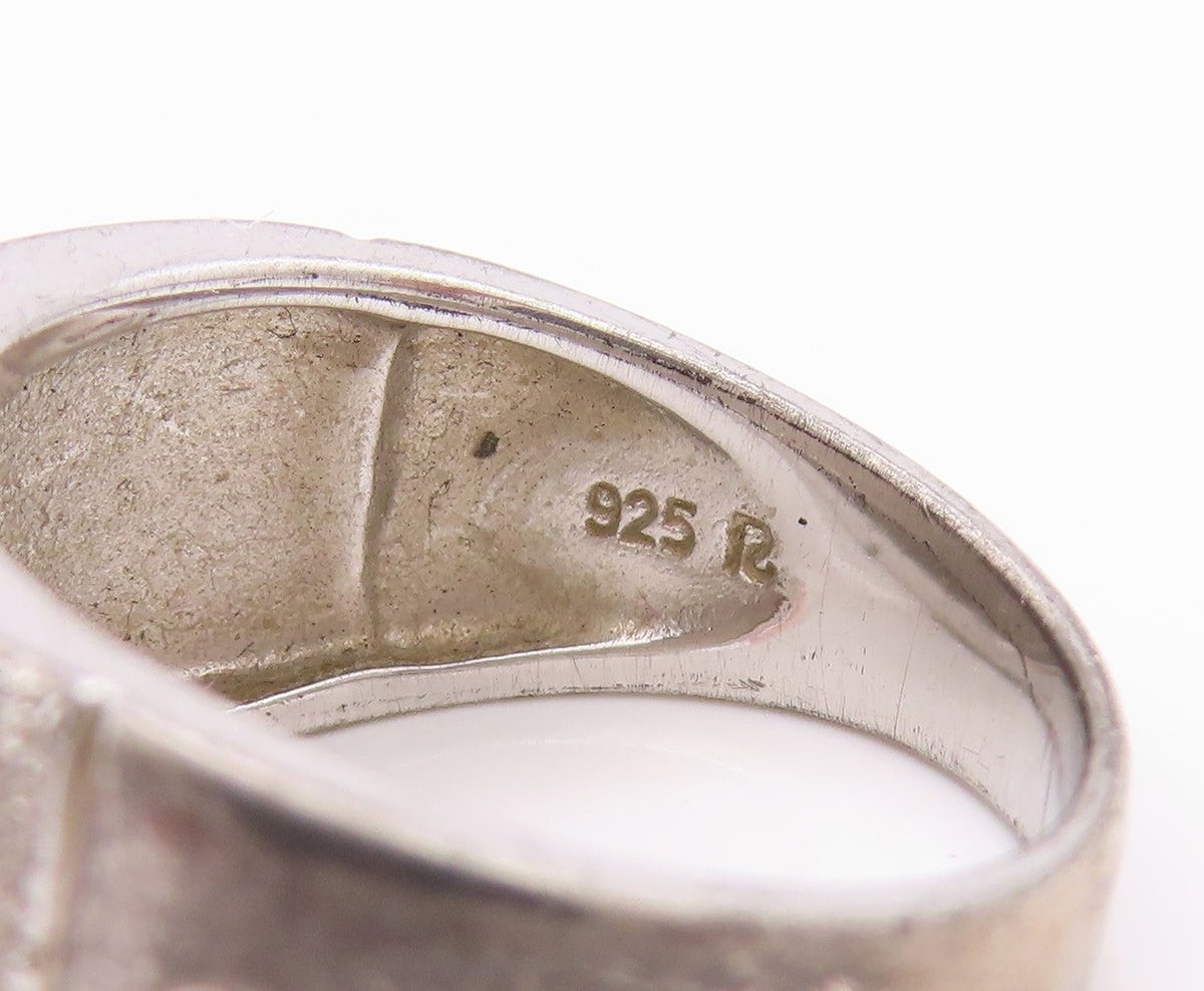 925 Sterling Silver Vintage Ring Minimalist Rough Finish Band  Sz 8  RG33368