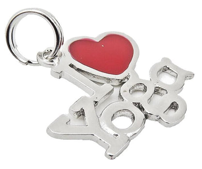925 Sterling Silver  Shiny Enamel Coated I Love Yoga Drop Pendant  PT8507