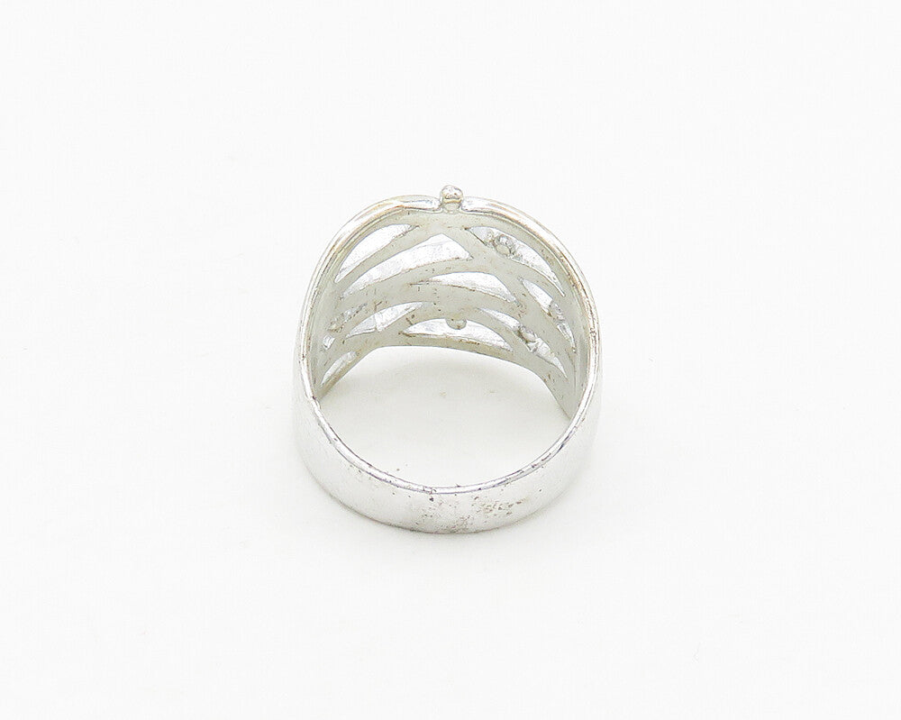 925 Sterling Silver  Shiny Polished Floral Vine Motif Band Ring Sz 7  RG18642