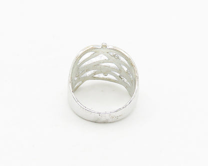 925 Sterling Silver  Shiny Polished Floral Vine Motif Band Ring Sz 7  RG18642