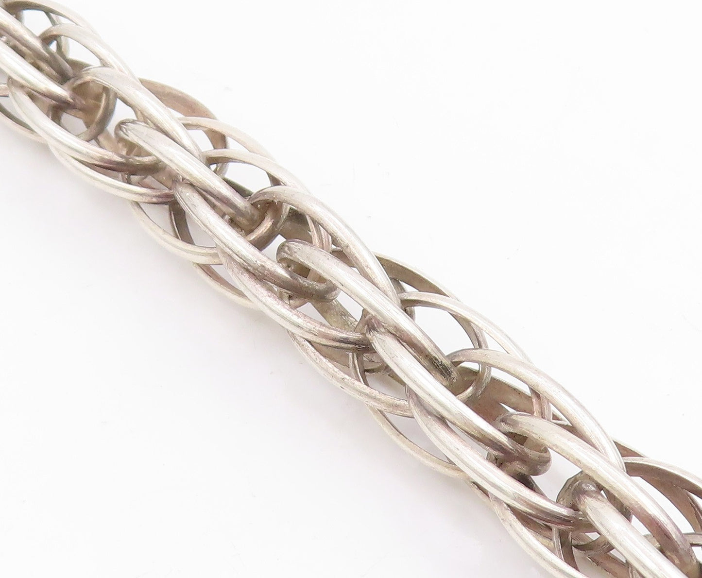 925 Sterling Silver Vintage Necklace SUARTI BALI Intertwined Foxtail Link NE4877