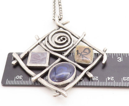 SILPADA 925 Silver  Vintage Enamel Detailed Pendant Chain Necklace  NE1623