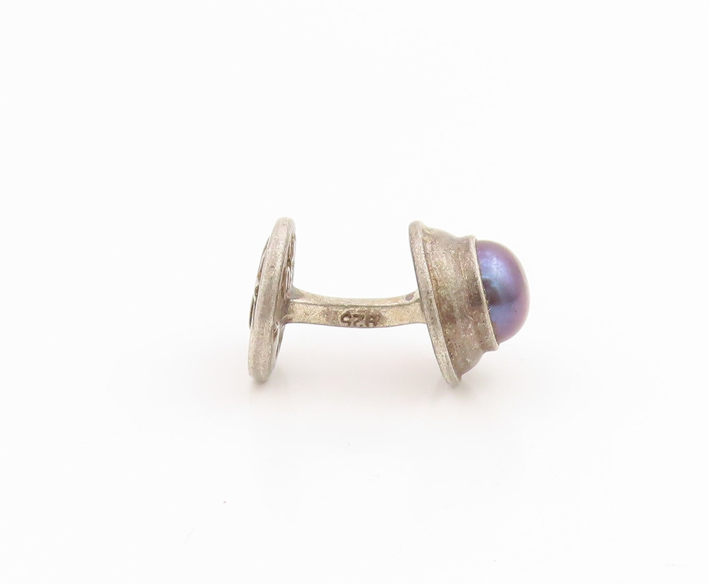 925 Sterling Silver Vintage Cuff Links ENGLAND Designer Real Pearl  TR4028