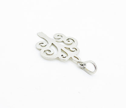 925 Sterling Silver Vintage Petite Shiny Swirl Tree Design Pendant PT2979