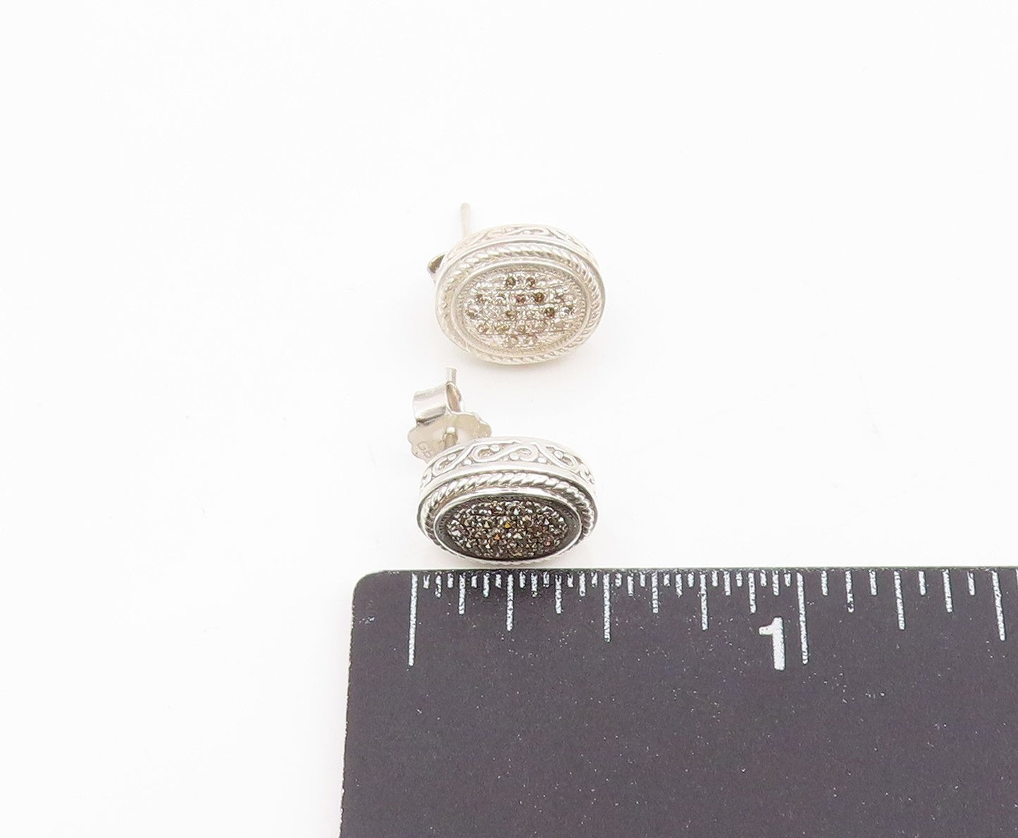 925 Sterling Silver Vintage Earrings OLIVIA Real Diamonds Elegant Stud  EG14148