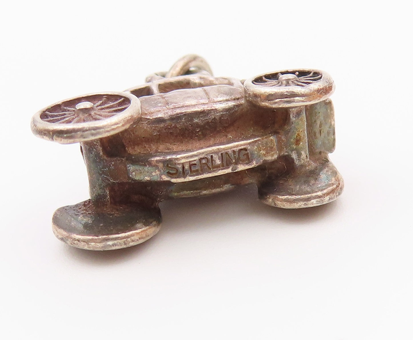 925 Sterling Silver  Vintage Petite Old Fashioned Car Pendant  PT18528