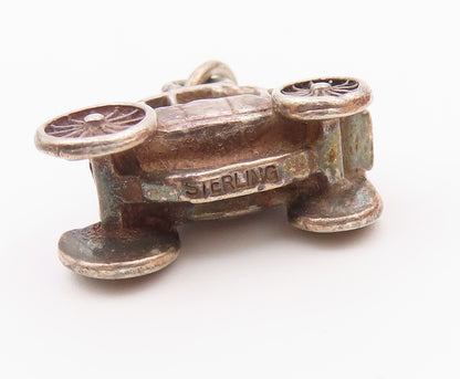 925 Sterling Silver  Vintage Petite Old Fashioned Car Pendant  PT18528