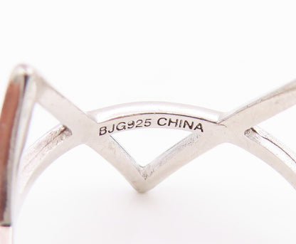 925 Sterling Silver Vintage Ring Minimalist Open Triangles Band  Sz 7  RG35708
