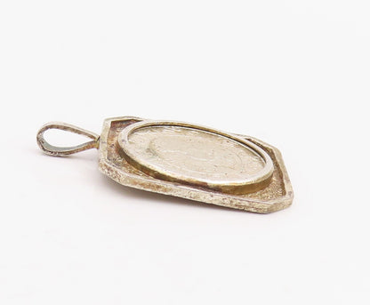 925 Sterling Silver Vintage Pendant Astrological Zodiac Geometric Coin   PT25883