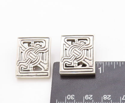 925 Sterling Silver Vintage Earrings MMA Rectangle Framed Celtic Knots  EG13277