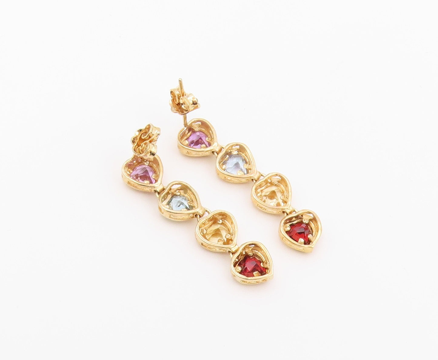 925 Sterling Silver Vintage Earrings Gold Plated Gemstone Heart Drop  EG14460