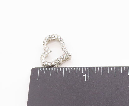 925 Sterling Silver Vintage Pendant Sparkling CZ Love Heart Outline  PT24959