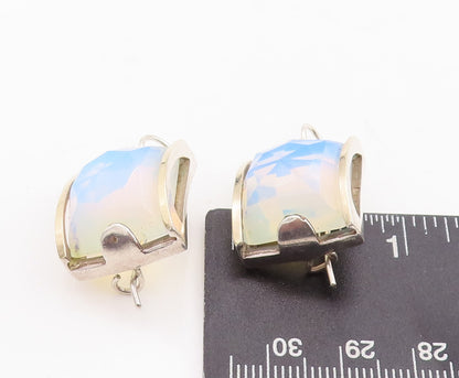 14k Gold 925 Sterling Silver Vintage Earrings Designer Fire Moonstone  EG13122