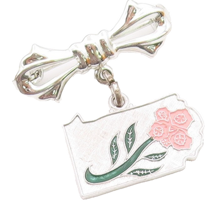 WELLS 925 Sterling Silver  Vintage Shiny Enamel Flower Brooch Pin  BP8711
