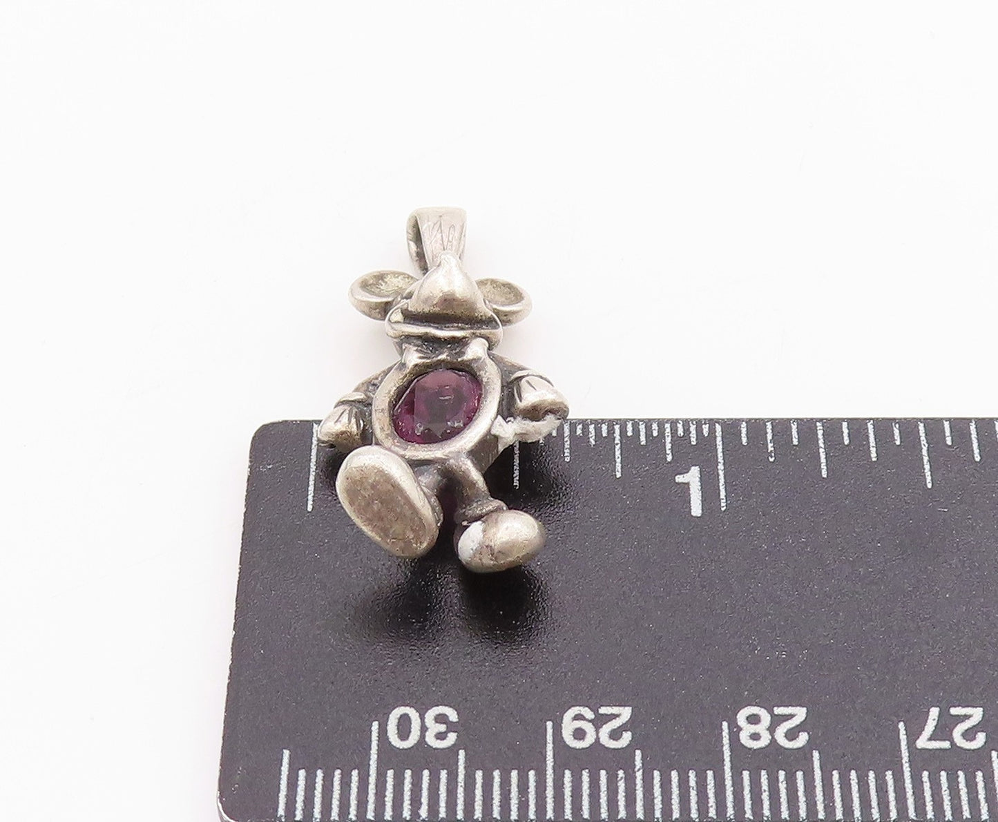 925 Sterling Silver Vintage Pendant DISNEY Amethyst Micky Mouse Charm  PT24495