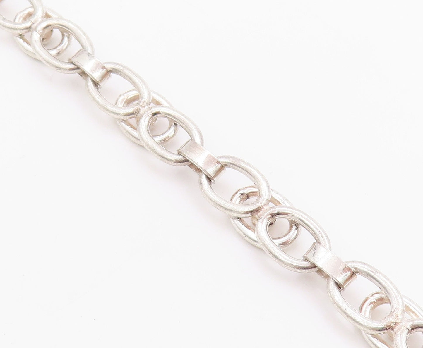 925 Sterling Silver Vintage Necklace Modernist Coffee Bean Link Chain  NE4674