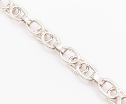 925 Sterling Silver Vintage Necklace Modernist Coffee Bean Link Chain  NE4674