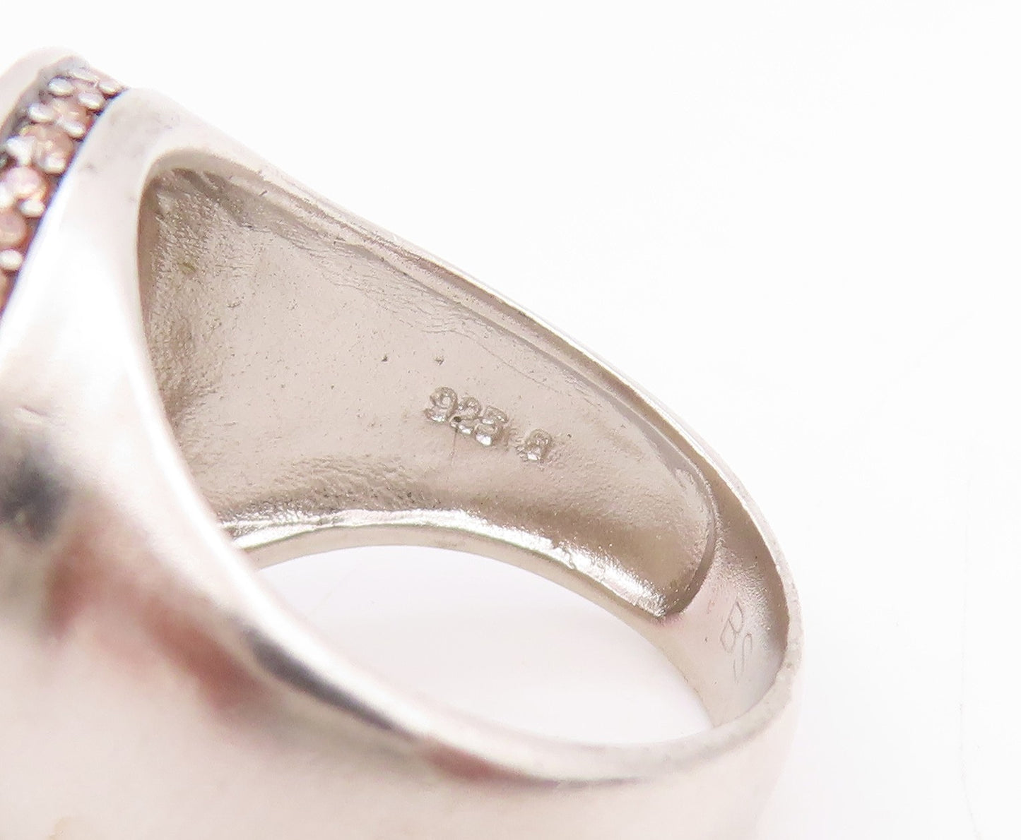 925 Sterling Silver Vintage Ring Champagne CZ Elegant Dome Band  Sz 6  RG34360