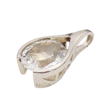 925 Sterling Silver  Vintage Minimalist Topaz Rain Drop Pendant  PT22105