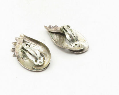MEXICO 925 Sterling Silver  Vintage Wing Swirl Non Pierce Earrings  EG5136