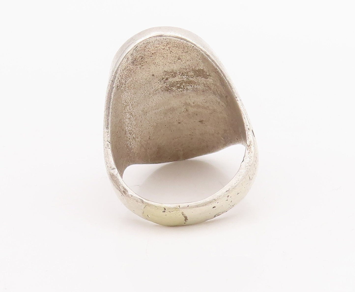 925 Sterling Silver Vintage Ring NAVAJO ZUNI Large Gemstones Inlay Sz 10 RG28895