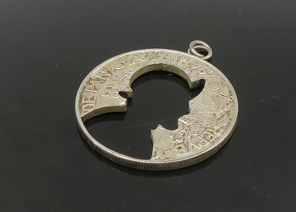 925 Sterling Silver  Vintage Shiny Panamanian Balboa Coin Pendant  PT18940