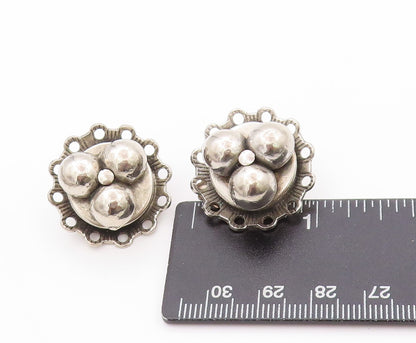 925 Sterling Silver Vintage Earrings FREIRICH Ball Scroll Design Clip On EG13521