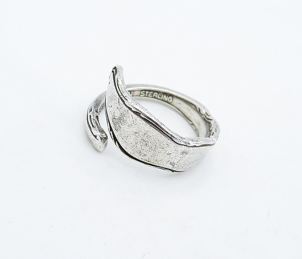 REED & BARTON 925 Sterling Silver Vintage Spoon Bypass Band Ring Sz 6.5  RG4842