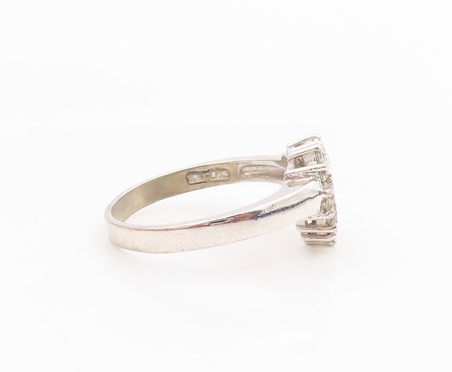 925 Sterling Silver Vintage Ring CZ Elegant Open Love Heart Band  Sz 7  RG35363