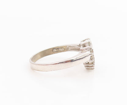 925 Sterling Silver Vintage Ring CZ Elegant Open Love Heart Band  Sz 7  RG35363