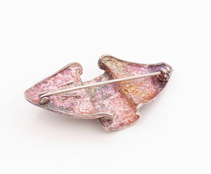 925 Sterling Silver Vintage Brooch Antique Crumbled Leaf Design  BP11735