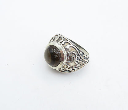 925 Sterling Silver  Vintage Cabochon Smoky Topaz Cocktail Ring Sz 6  RG4451