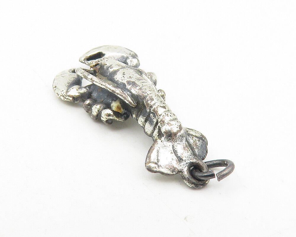 925 Sterling Silver  Vintage Petite Oxidized Lobster Motif Pendant  PT9258