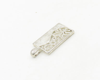 925 Sterling Silver  Vintage Shiny Floral Vine Square Pendant  PT14814