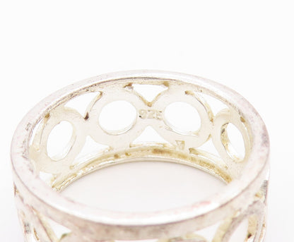 925 Sterling Silver Vintage Ring Minimalist Cutout Rings Band  Sz 8  RG33260
