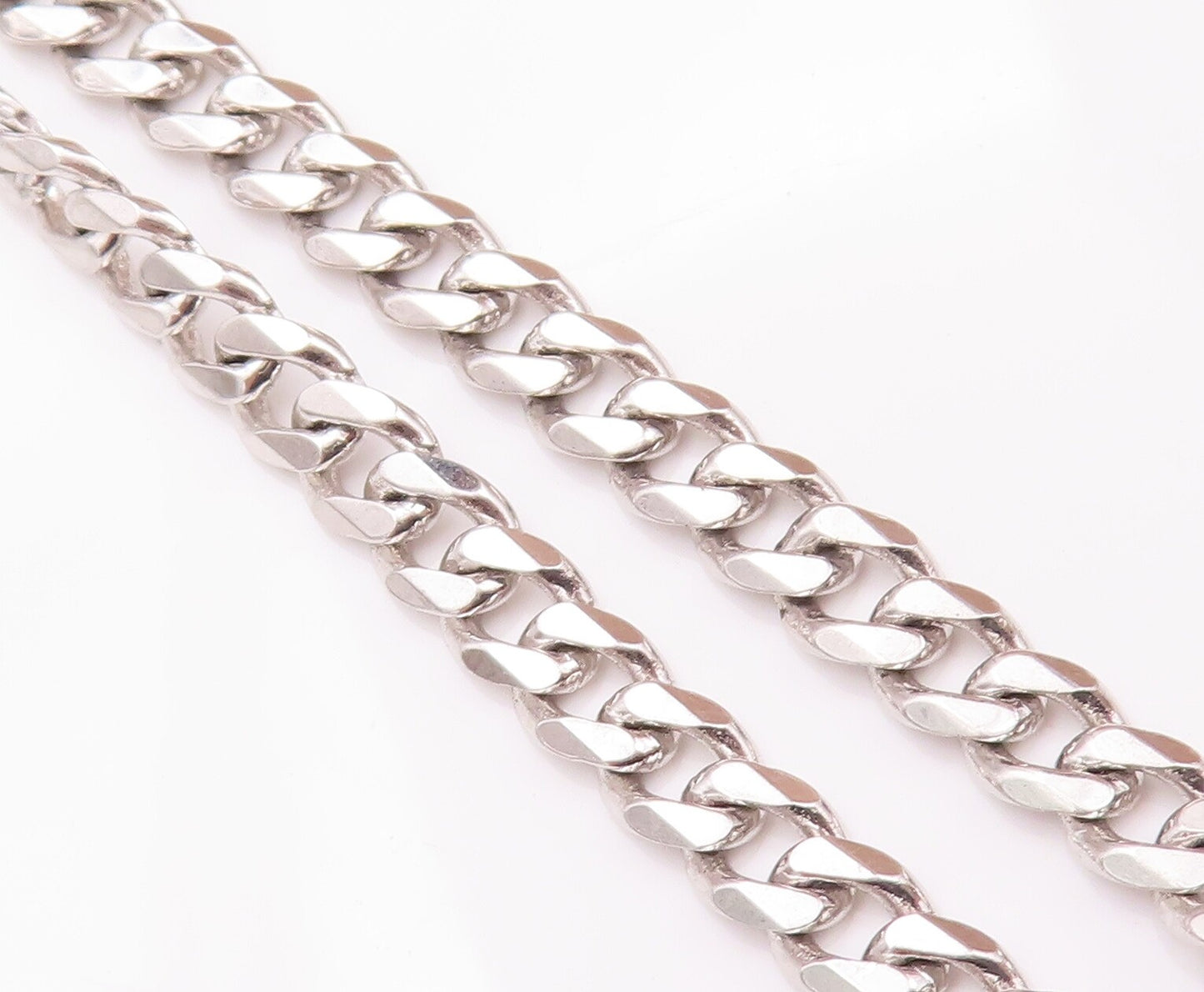 925 Sterling Silver Vintage Necklace PIANEGONDA Curb Chains Ring Links  NE4257