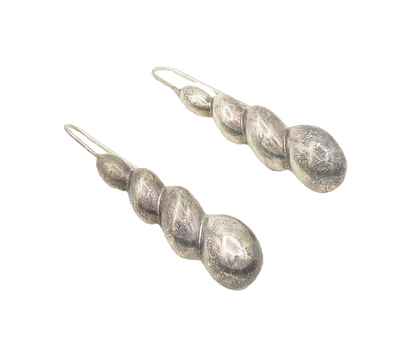 925 Sterling Silver  Vintage Dark Tone Linked Non Pierce Drop Earrings  EG9553