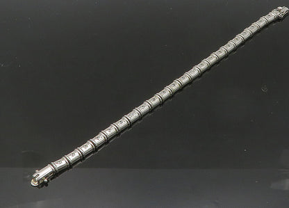 925 Sterling Silver  Vintage Shiny Topaz Hinge Link Chain Bracelet  BT8437