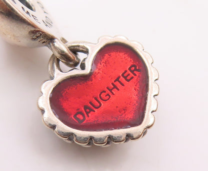 PANDORA 925 Sterling Silver  Vintage Daughter Love Heart Pendant  PT16457