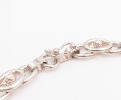 925 Sterling Silver Vintage Necklace Modernist Coffee Bean Link Chain  NE4674