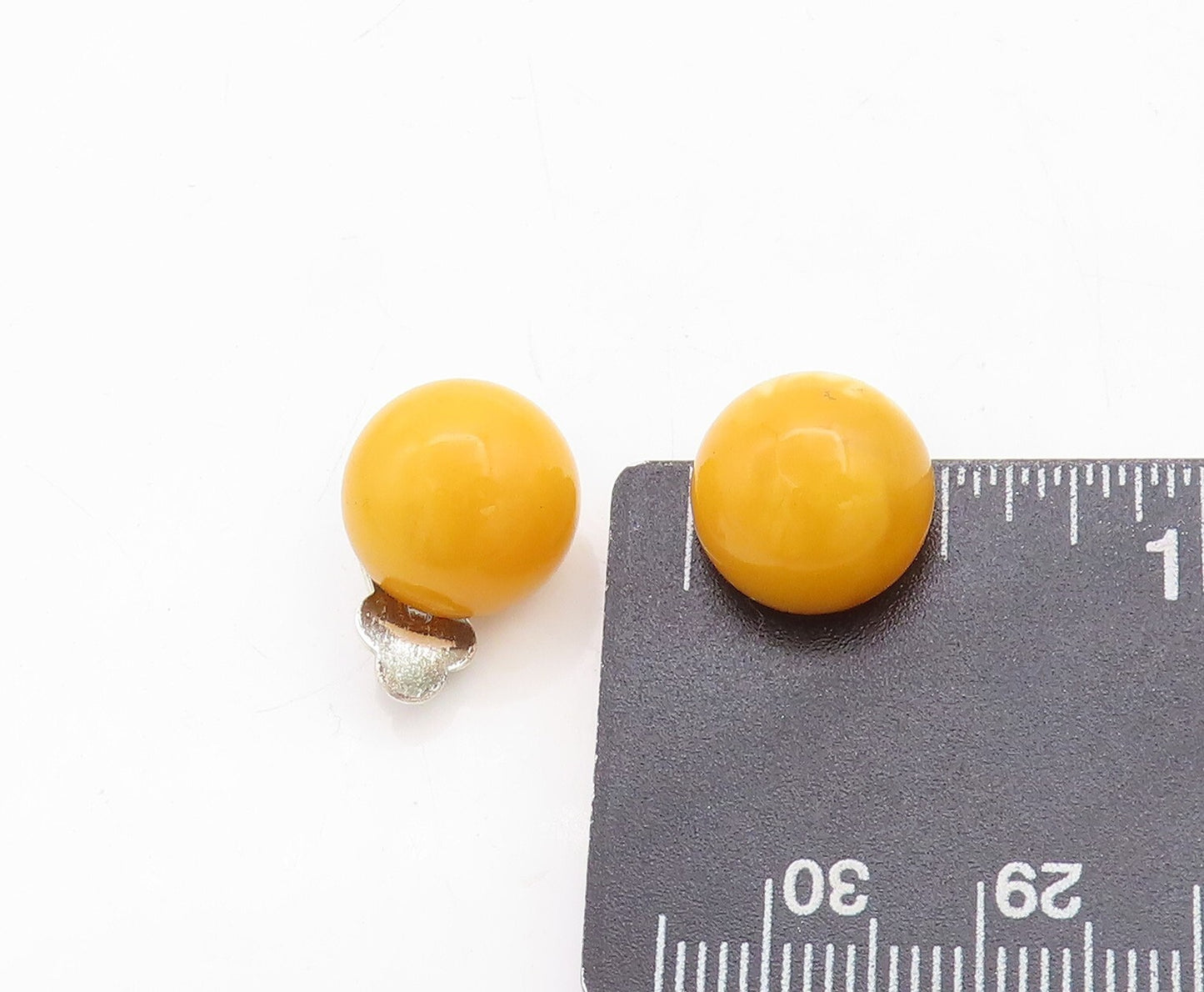 925 Sterling Silver Vintage Earrings Cabochon Round Gemstone Studs  EG13284