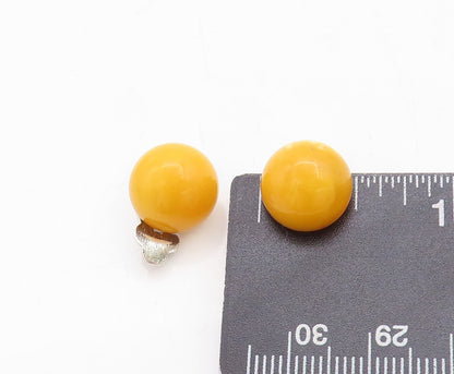925 Sterling Silver Vintage Earrings Cabochon Round Gemstone Studs  EG13284