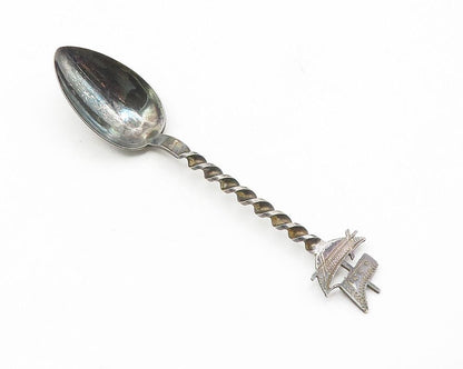 925 Sterling Silver  Vintage Dark Tone Sail Boat Twist Petite Spoon  TR1815